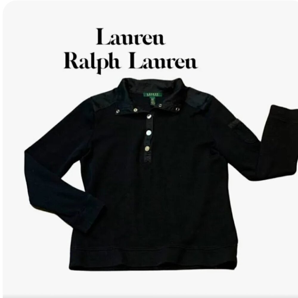 Black Lauren Ralph Lauren Long Sleeve Vintage Wardrobe Whimsygoth Logo Top XL